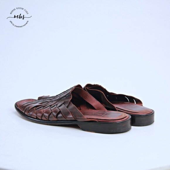 Cole Hann Woven Leather Slip On Sandals Brown‎ Men 13 main image 9
